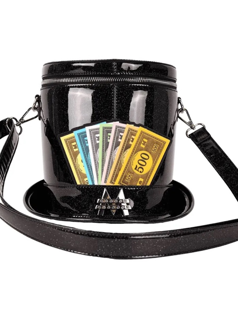 Loungefly Monopoly Top Hat Glitter Studded Crossbody Bag